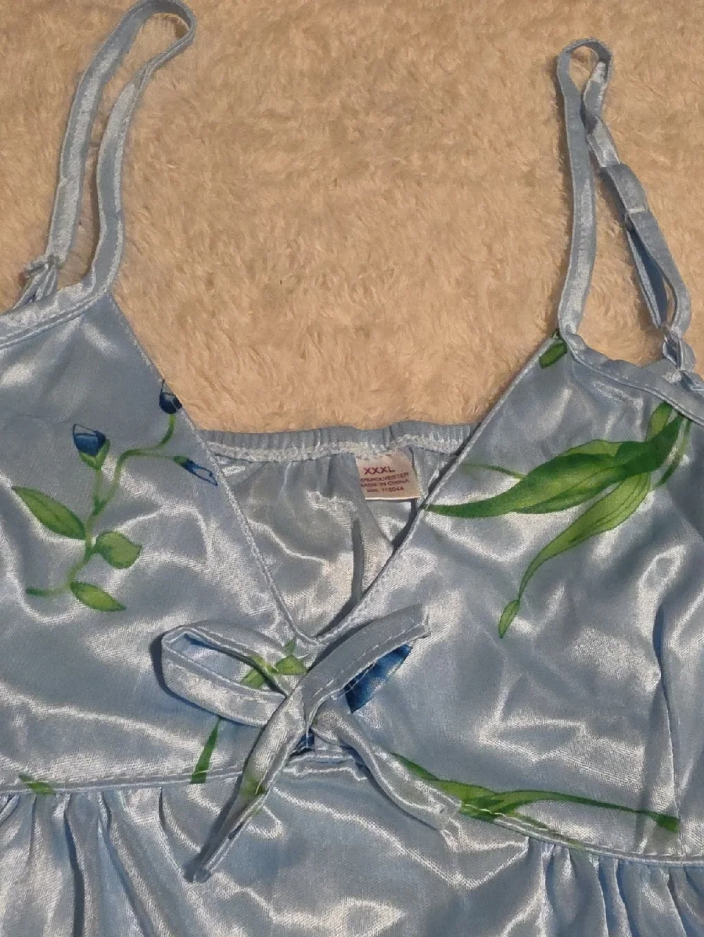 Sindrella Light Blue Floral Satin Robe & Nightgown Set -Elegant Lounge Wear XXXL
